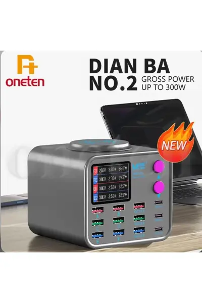 Dianba No.2 Çoklu Şarj İstasyonu - Kablosuz Şarj Özellikli Akıllı LCD Ekranlı Ölçüm Cihazı